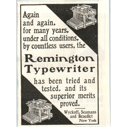 Remington Typewriter Wyckoff, Seamans and Benedict NY c1905 Advertisement AE7-A2
