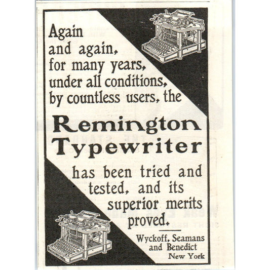 Remington Typewriter Wyckoff, Seamans and Benedict NY c1905 Advertisement AE7-A2