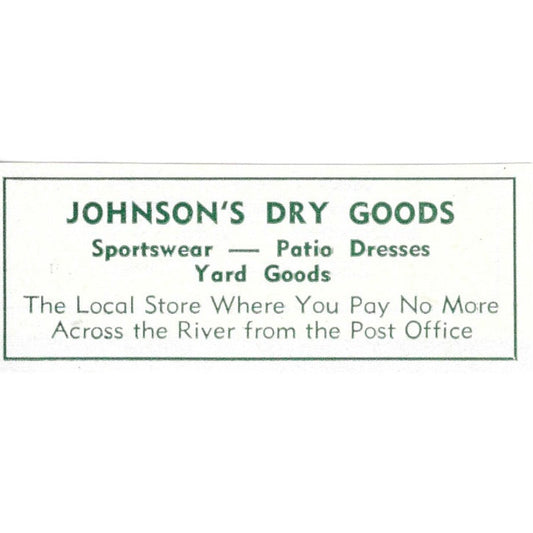 Johnson's Dry Goods Sportswear 1957 Estes Park CO Ad AG4-S11