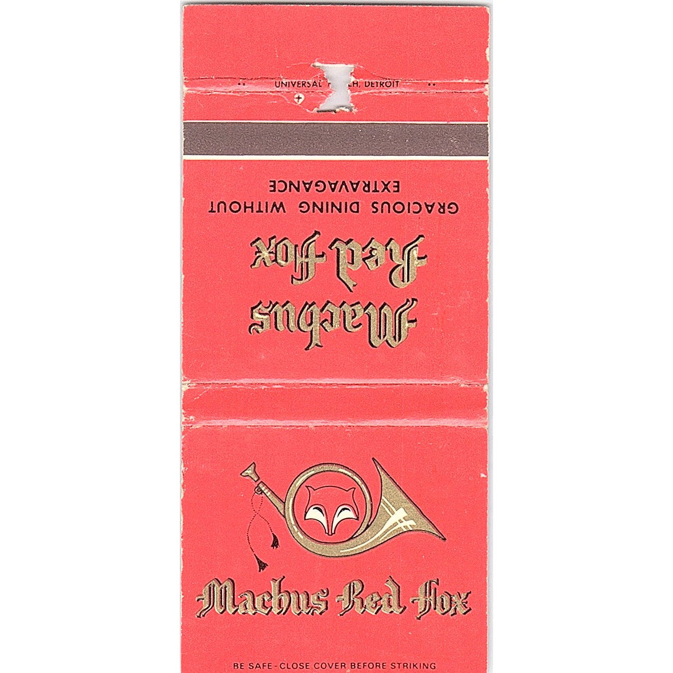 Machus Red Fox Saginaw Lansing MI Vintage Matchbook TB6-MB2-12