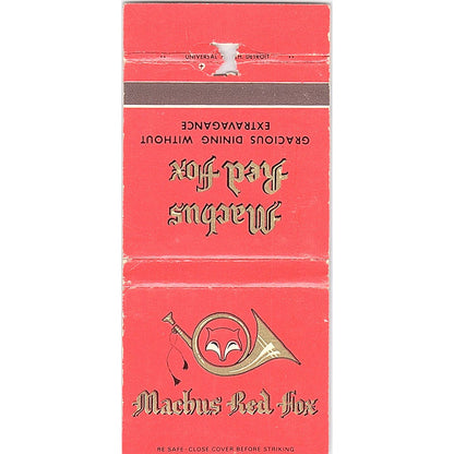Machus Red Fox Saginaw Lansing MI Vintage Matchbook TB6-MB2-12