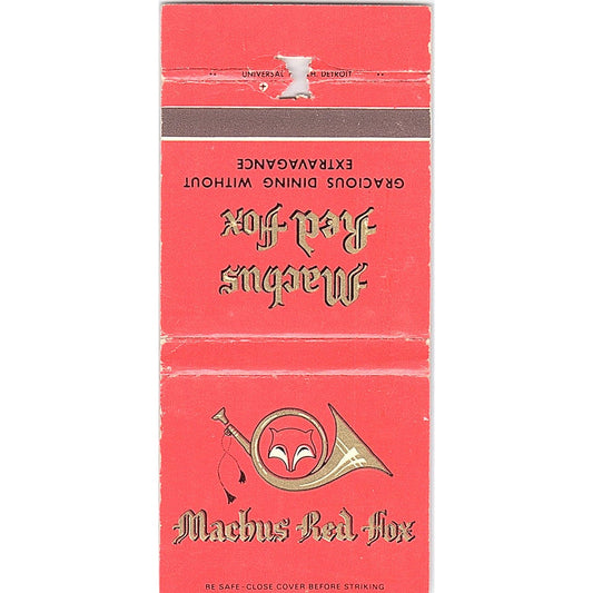 Machus Red Fox Saginaw Lansing MI Vintage Matchbook TB6-MB2-12