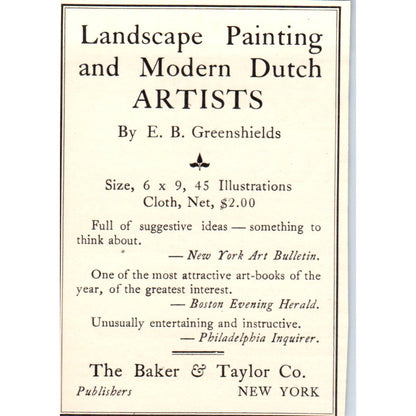 The Baker & Taylor Co Art Prints NY c1905 Victorian Ad AE9-MA5