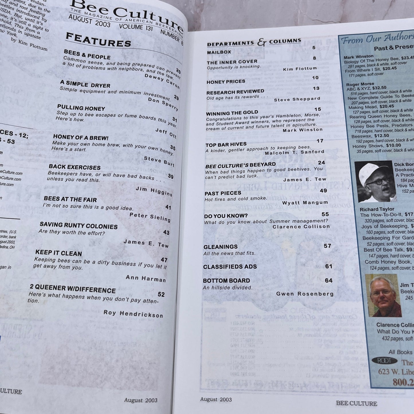 2003 Aug - Bee Culture Magazine - Bees Beekeeping Honey M32