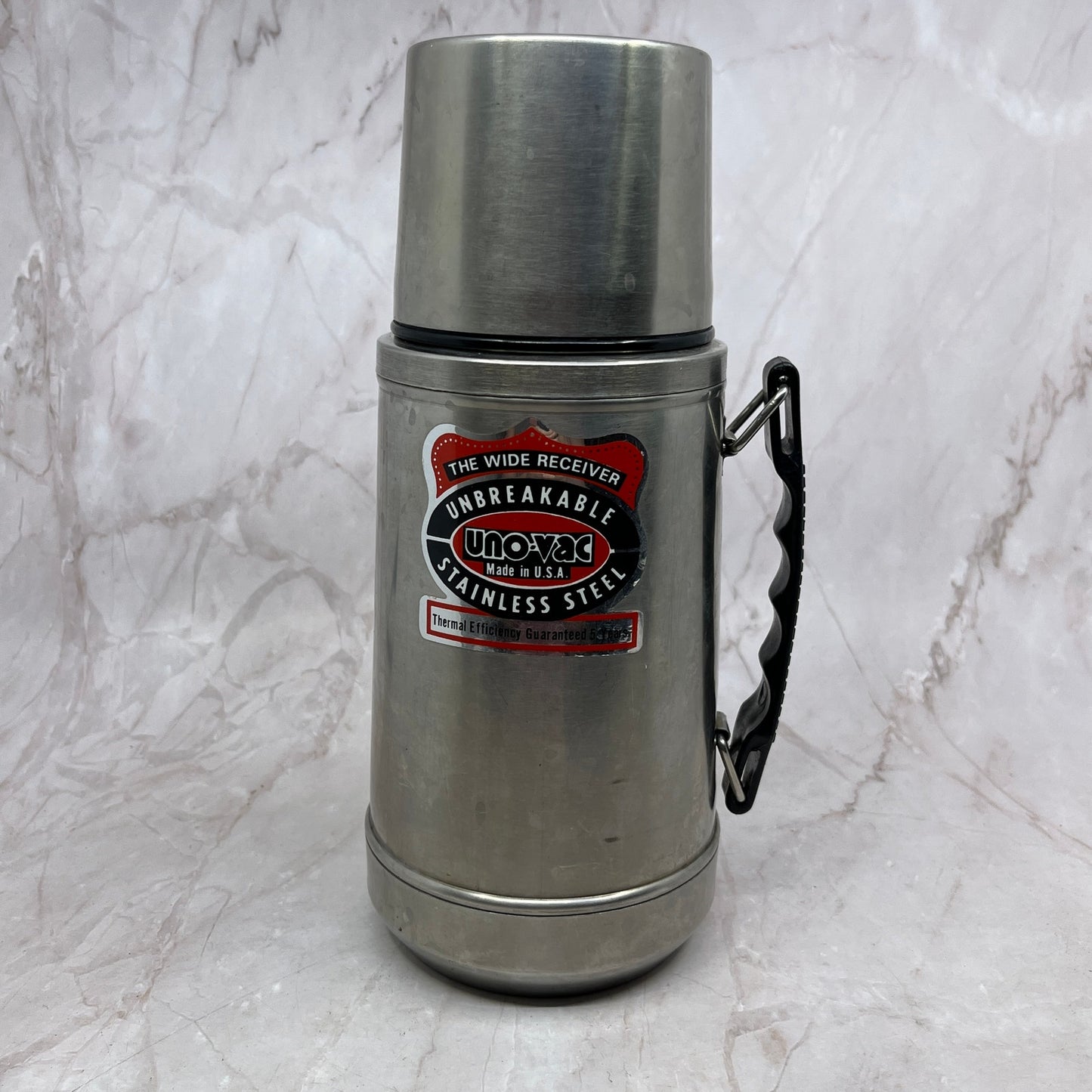 Vintage UNO-VAC Wide Receiver Thermos Stainless Steel Unbreakable TA9