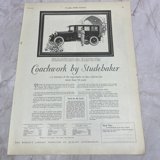 Coachwork By Studebaker South Bend Indiana 1924 Magazine Ad FL6-11