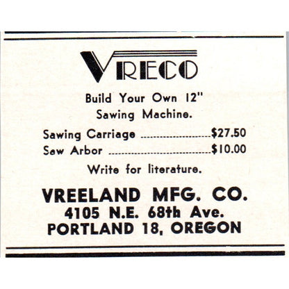 Vreeland Mfg Co Vreco Lapidary Saw Portland OR 1964 Magazine Ad AB6-M1