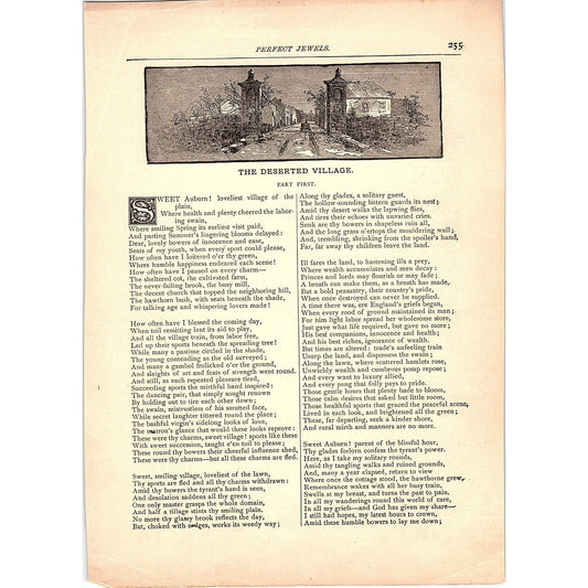 The Deserted Village Part First - Goldsmith 3 Pages 1884 Poem TA5-CJ-4