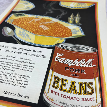Campbells Pork and Beans Tomato Sauce Supplies 1928 Original Advertisement FL6-8