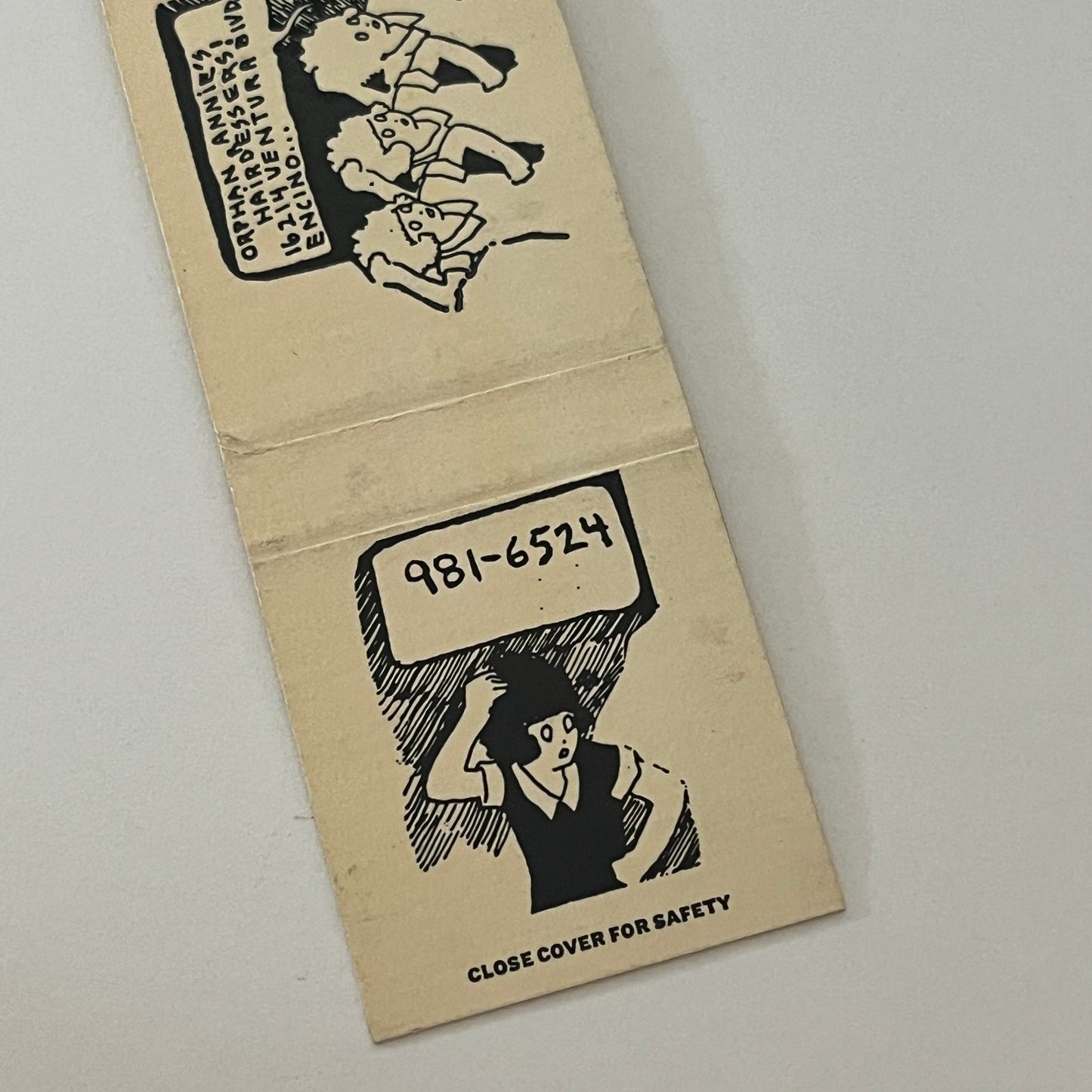 Orphan Annie's Hairdressers Encino CA Vintage Matchbook Cover TB6-MB2-4