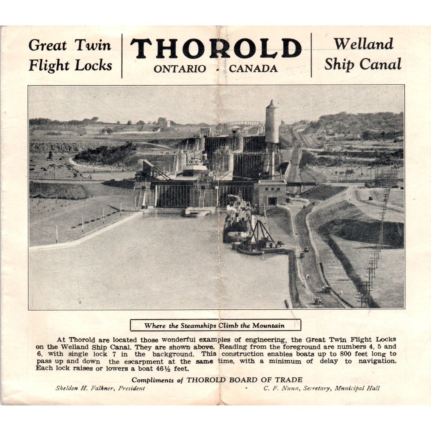 1932 Thorold Ontario Canada Twin Flight Locks Ship Canal Travel Brochure AB9