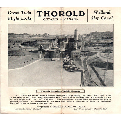 1932 Thorold Ontario Canada Twin Flight Locks Ship Canal Travel Brochure AB9