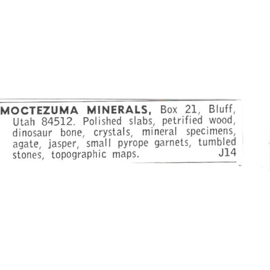 Moctezuma Minerals Bluff Utah 1972 Ad AF8-S26