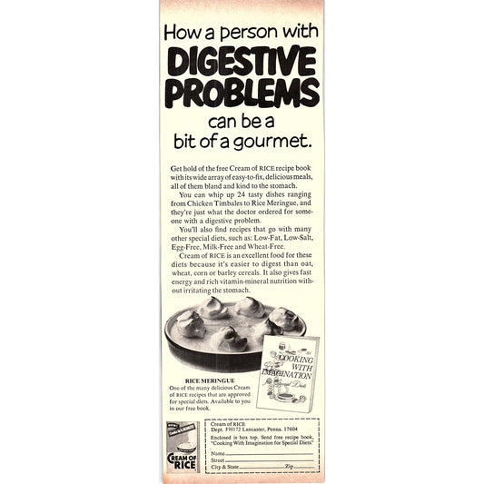 Cream of Rice for Digestive Problems Lancaster PA 1972 Ad AF3-16