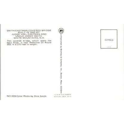 Smith-Eastman Bridge White Mountains New Hampshire Covered Bridge Postcard PB13