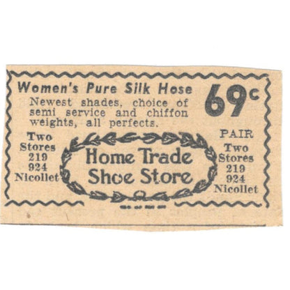 Home Trade Shoe Store Nicollet 1935 Minneapolis Journal Advertisement AE7-H3