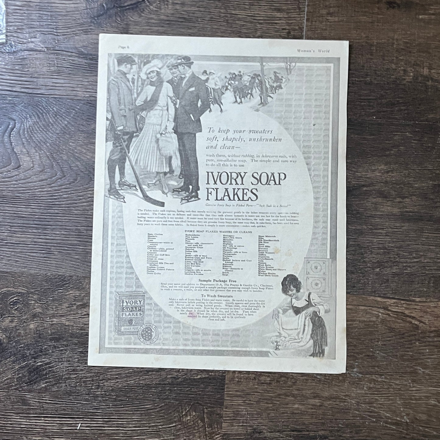 1920 Ivory Soap Flakes Procter & Gamble Vintage Magazine Ad 10x13 V8