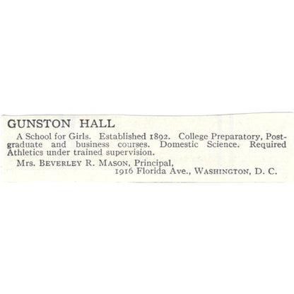 Gunston Hall Beverley R. Mason Washington DC c1918 Advertisement AE5-SA10
