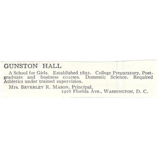 Gunston Hall Beverley R. Mason Washington DC c1918 Advertisement AE5-SA10