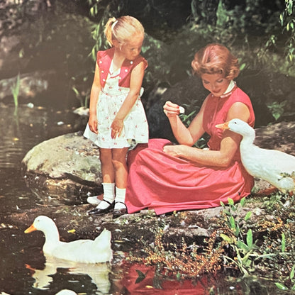 1950s Kitsch The Shady Lagoon Girl Feeding Geese 8x10 Art Print V2-1