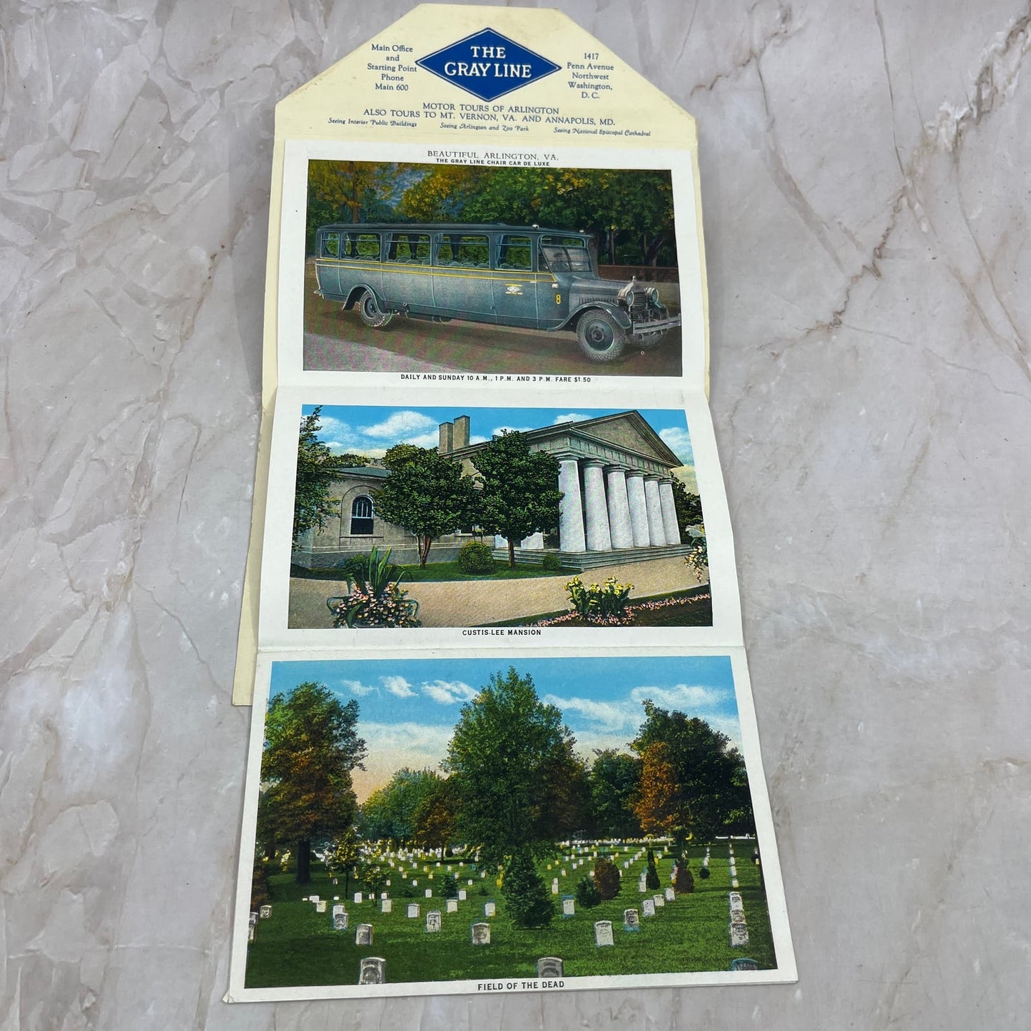 c1920 Beautiful Views of Arlington Virginia Souvenir Folder Book Fold-Out TI8-S1