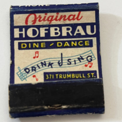 Original Hofbrau Dine-Dance 371 Trumbull St Vintage Matchbook Cover TB6-MB1-2