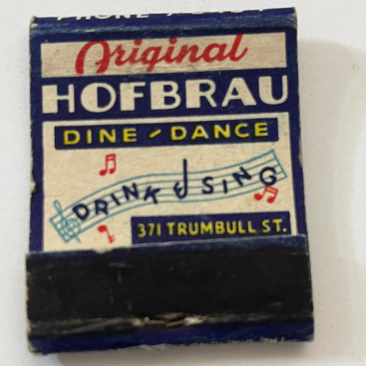 Original Hofbrau Dine-Dance 371 Trumbull St Vintage Matchbook Cover TB6-MB1-2