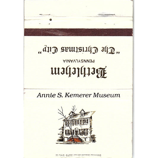Hotel Bethlehem Annie S. Kemerer Museum PA Vintage Matchbook TB6-MB2-13