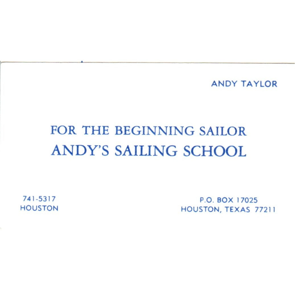 Andy's Sailing School Andy Taylor Houston TX Vintage Business Card SD8-B8
