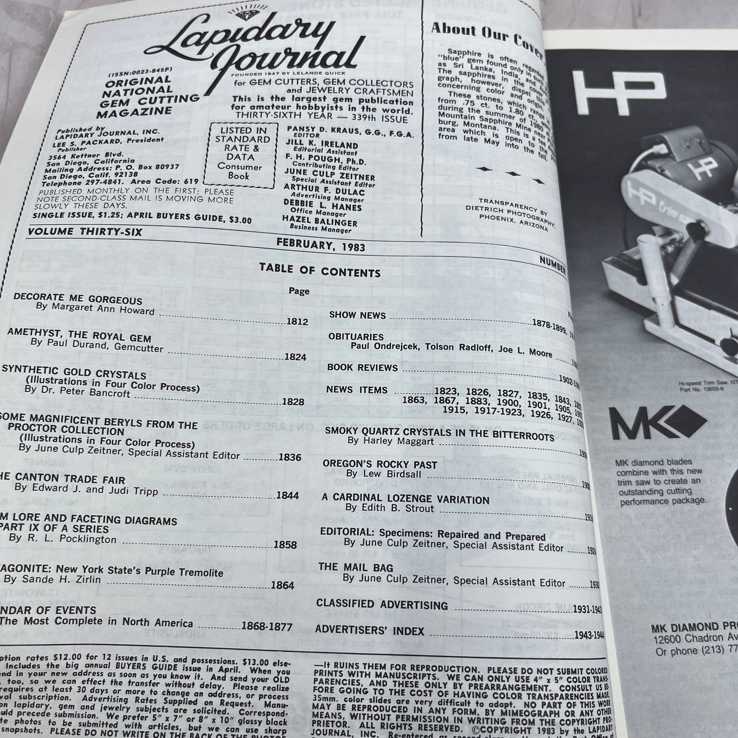 Gem Mountain Sapphires - Lapidary Journal Magazine - Feb 1983 M27