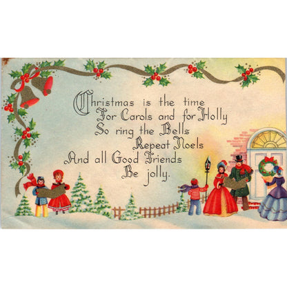 Vintage Christmas Card Carolers Sunshine Cards USA AE9-X1