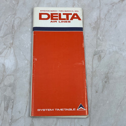 1974 March Delta Airlines System Timetable Book TJ4-P2