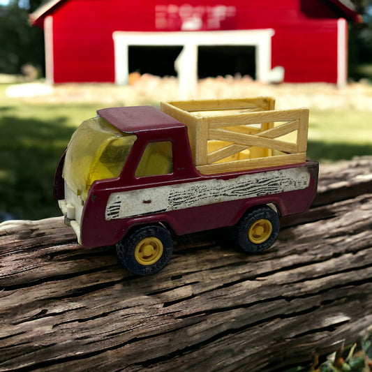 1976 Buddy L Horse Rack Stake Side Farm Truck Steel Red White Vehicle Car TH5