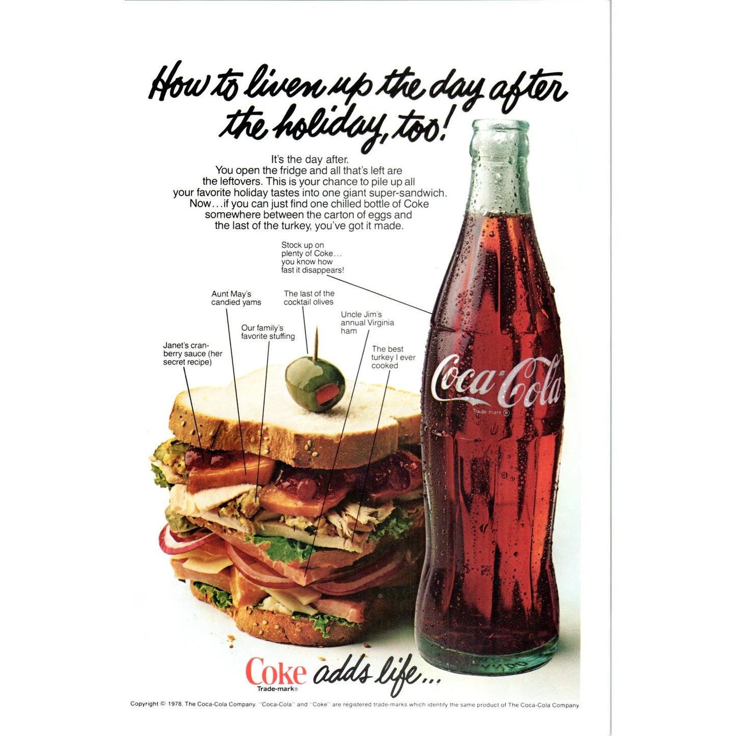 1978 Coca Cola Coke Day After Thanksgiving Magazine Advertisement 6.5x10" AE4