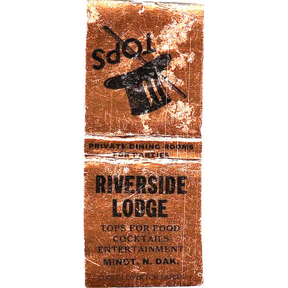 Tops Riverside Lodge Minot North Dakota Vintage Matchbook Cover SC7-Y7