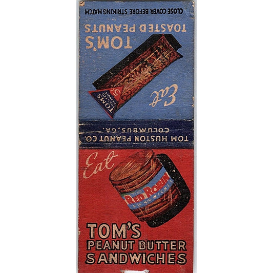 Tom's Peanut Butter Sandwiches, Toasted Peanuts Vintage Matchbook Cover SF3-Y5