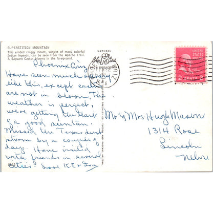 1954 Superstition Mountain Phoenix Arizona Vintage Postcard PE3