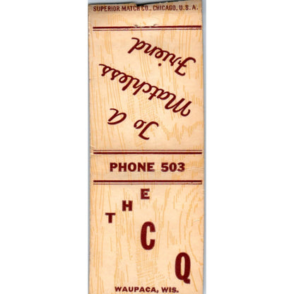 The CQ Waupaca Wisconsin Vintage Matchbook Cover SF4-Y1