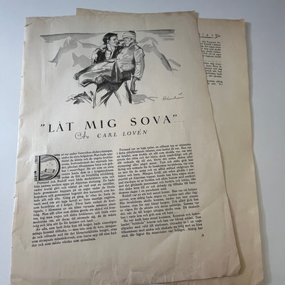 Låt Mig Sova by Carl Lovén 2 Pages 1924 Swedish Story V27-4