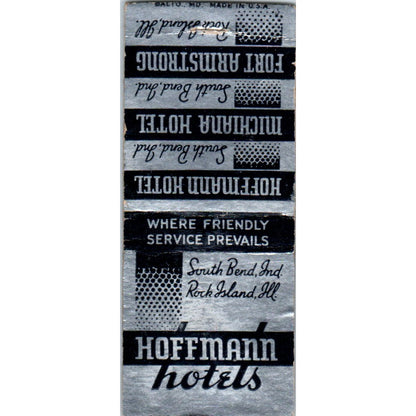Hoffman Hotels South Bend IN Rock Island IL Vintage Matchbook Cover SD2-Y5