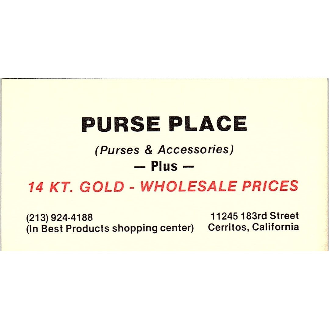 Purse Place Cerritos CA Vintage Business Card SB4-B7