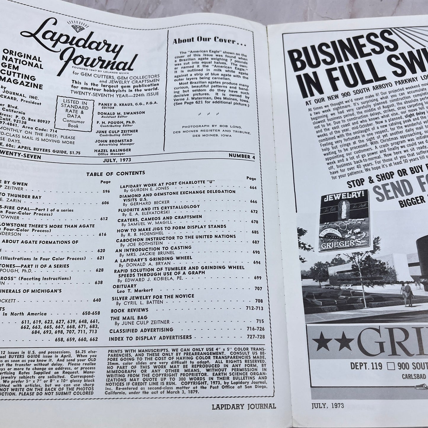 American Eagle - Lapidary Journal Magazine - Jul 1973 M28