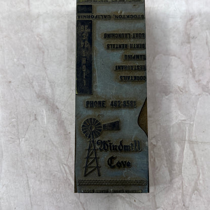 Windmill Cove Restaurant Stockton CA Letterpress Matchbook Printers Block SF5