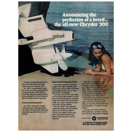 Chrysler Marine 300 Outboard Motor 1977 Ad D25