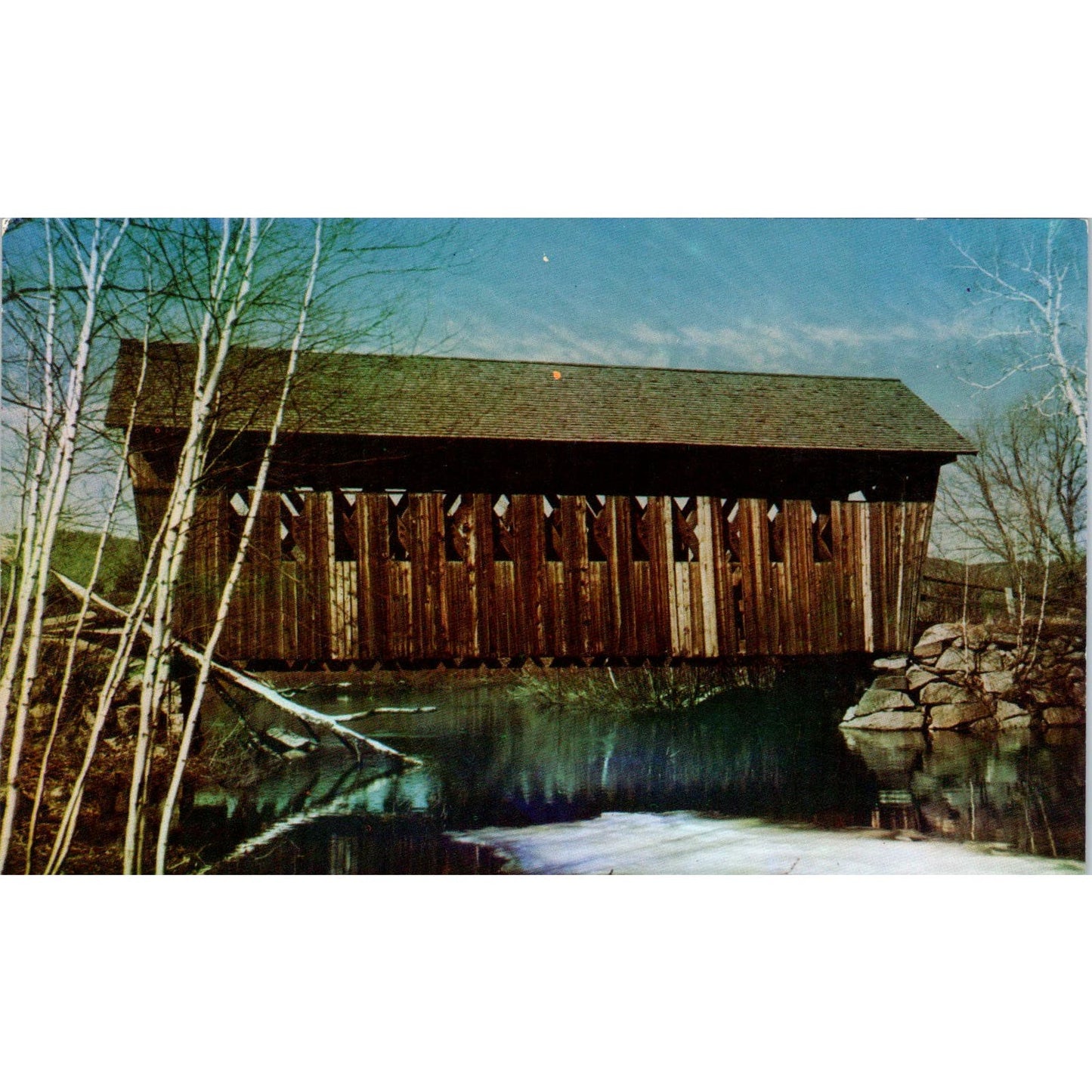 Single Span Bridge Andover New Hampshire Covered Bridge Postcard PB12