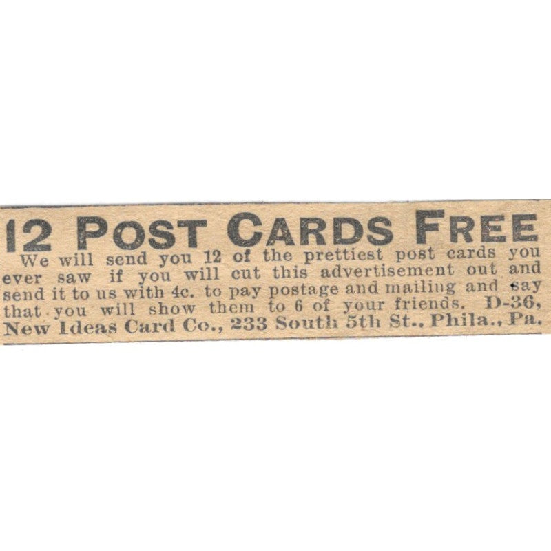 New Ideas Card Co Philadelphia PA 1910 Magazine Ad AF1-SS8