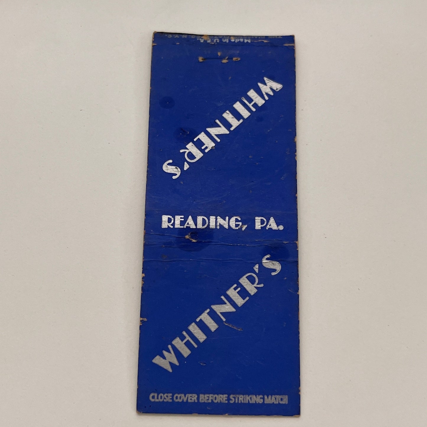 Whitner's Reading PA Vintage Matchbook TB6-MB2-15