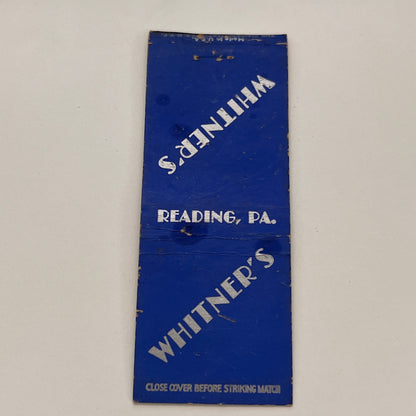 Whitner's Reading PA Vintage Matchbook TB6-MB2-15