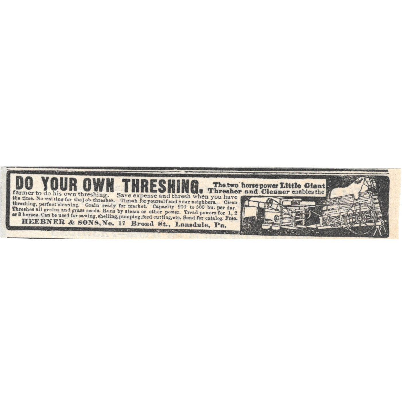 Heebner & Sons Threshing Lansdale PA 1905 Magazine Ad AF1-NH2