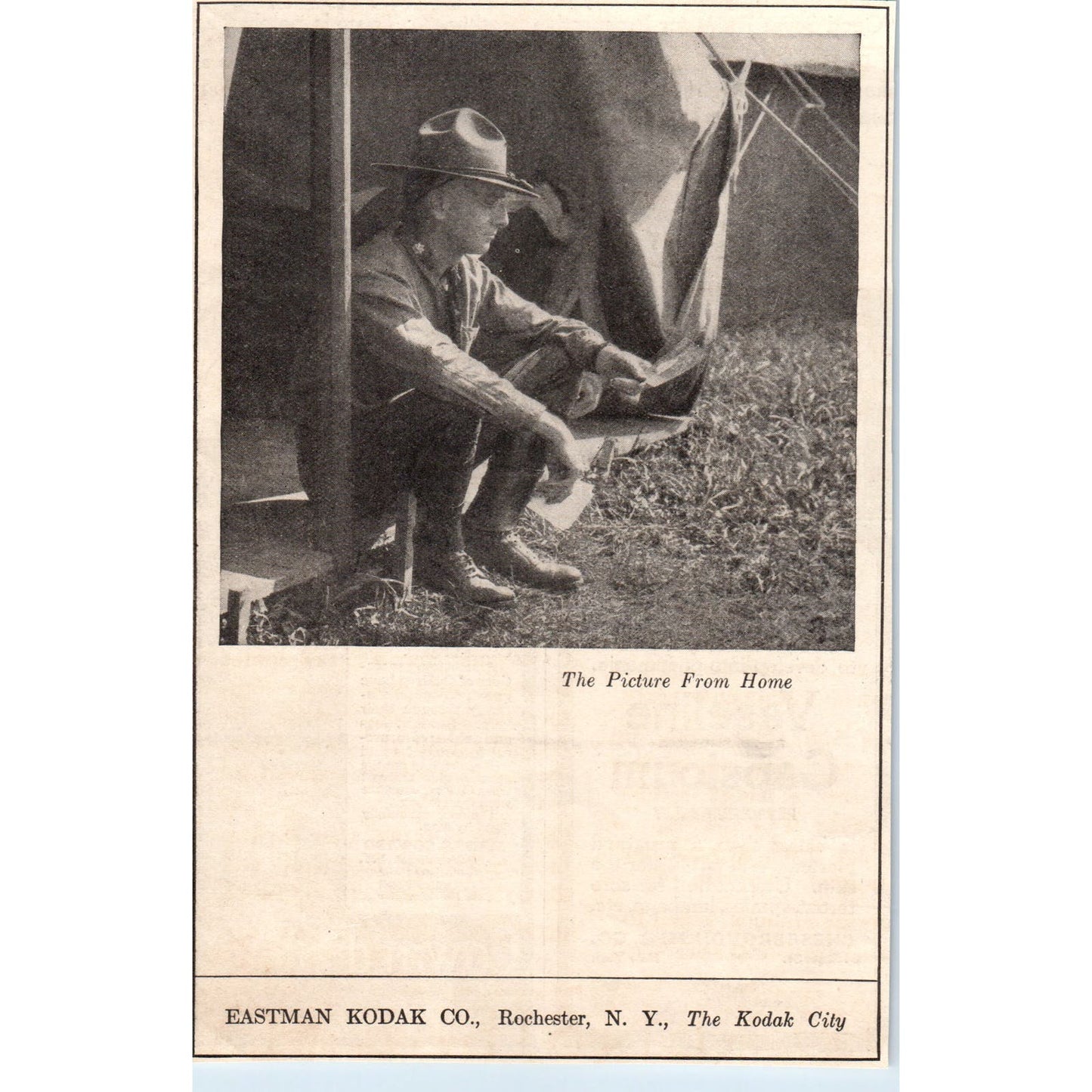 Eastman-Kodak Picture of Ranger in Hat Rochester NY 1918 Magazine Ad AF1-WH1